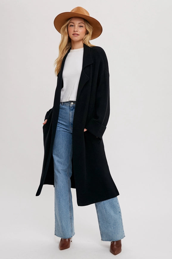 Effortless Knitted Trench Coat BLACK-Trench Coats-Bluivy-S-BLACK-Urbanheer