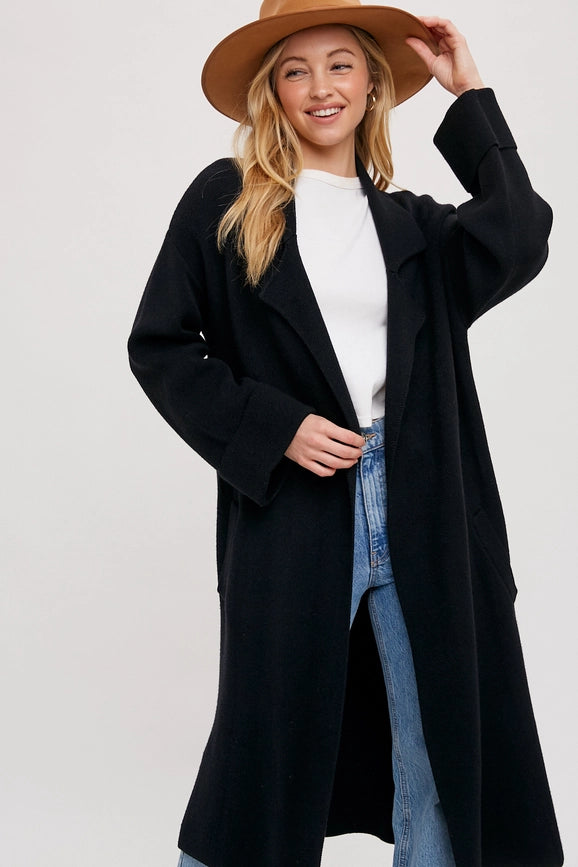 Effortless Knitted Trench Coat BLACK-Trench Coats-Bluivy-S-BLACK-Urbanheer