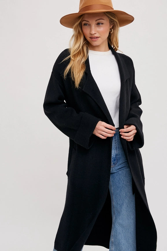 Effortless Knitted Trench Coat BLACK-Trench Coats-Bluivy-S-BLACK-Urbanheer