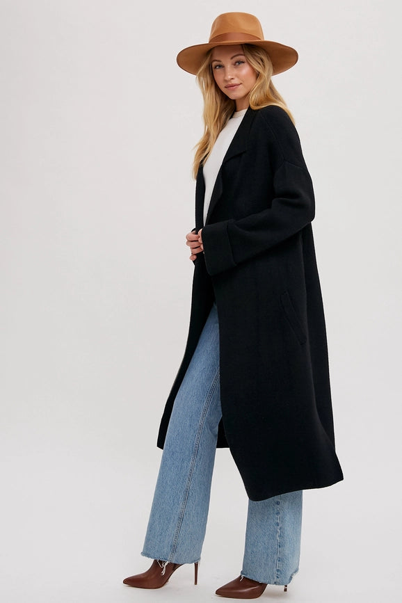 Effortless Knitted Trench Coat BLACK-Trench Coats-Bluivy-S-BLACK-Urbanheer