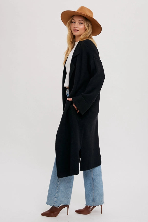 Effortless Knitted Trench Coat BLACK-Trench Coats-Bluivy-S-BLACK-Urbanheer