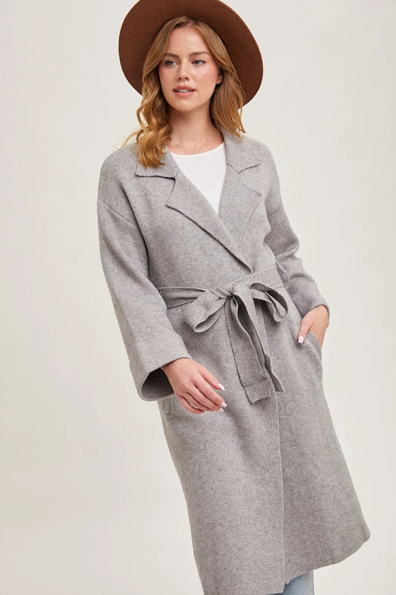 Effortless Knitted Trench Coat H.GREY-Trench Coats-Bluivy-S-H.GREY-Urbanheer