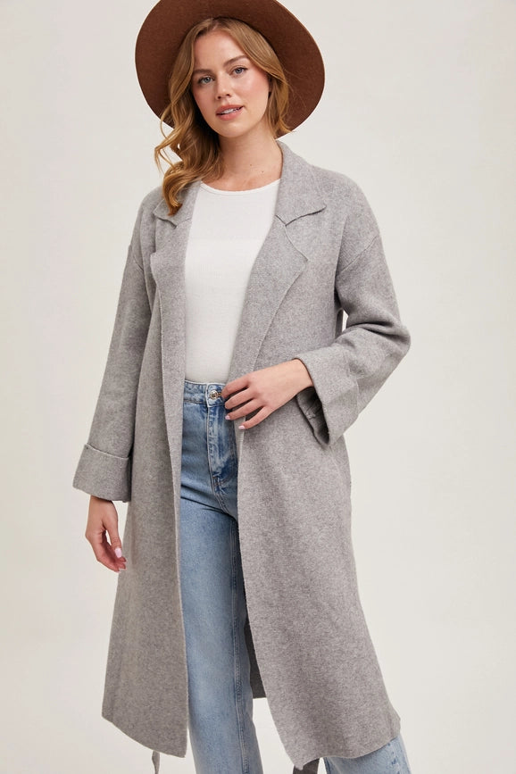 Effortless Knitted Trench Coat H.GREY-Trench Coats-Bluivy-S-H.GREY-Urbanheer