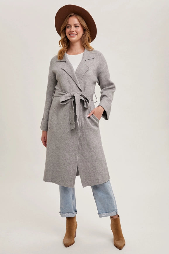 Effortless Knitted Trench Coat H.GREY-Trench Coats-Bluivy-S-H.GREY-Urbanheer
