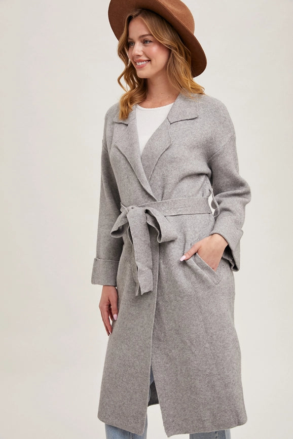 Effortless Knitted Trench Coat H.GREY-Trench Coats-Bluivy-S-H.GREY-Urbanheer