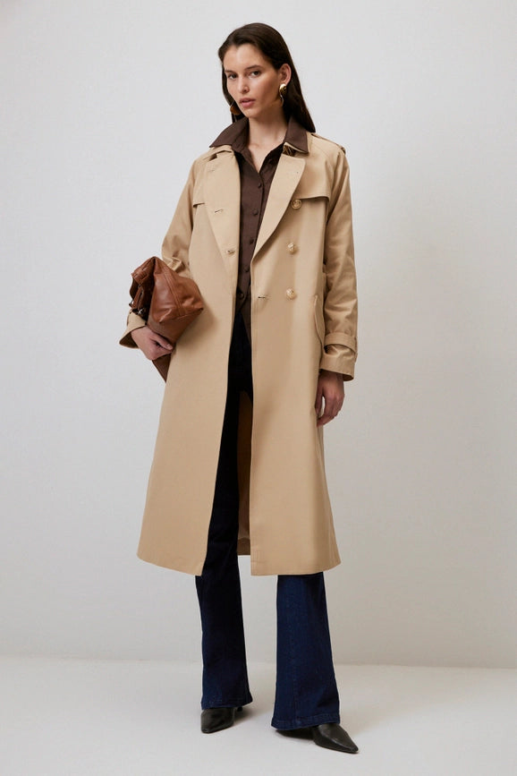Effortless Knitted Trench Coat-Trench Coats-Touché-L-Beige-Urbanheer
