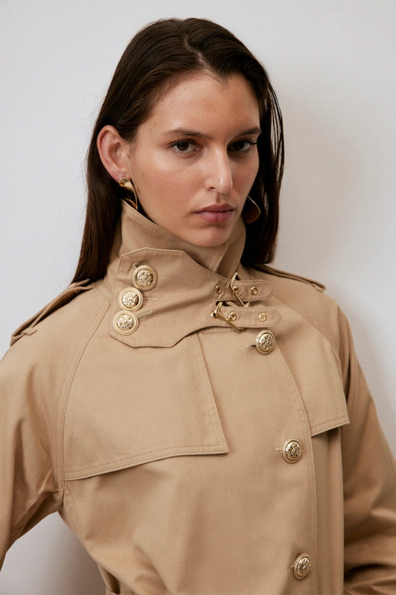 Effortless Knitted Trench Coat-Trench Coats-Touché-L-Beige-Urbanheer