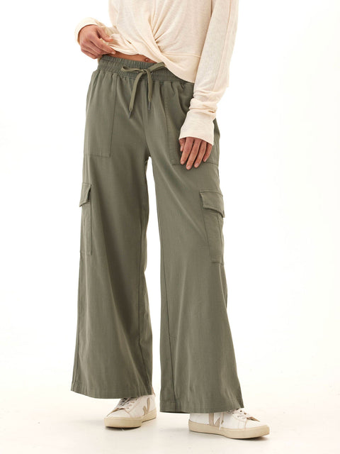 Eila Stretch Twill Wide Leg Cargo Pant