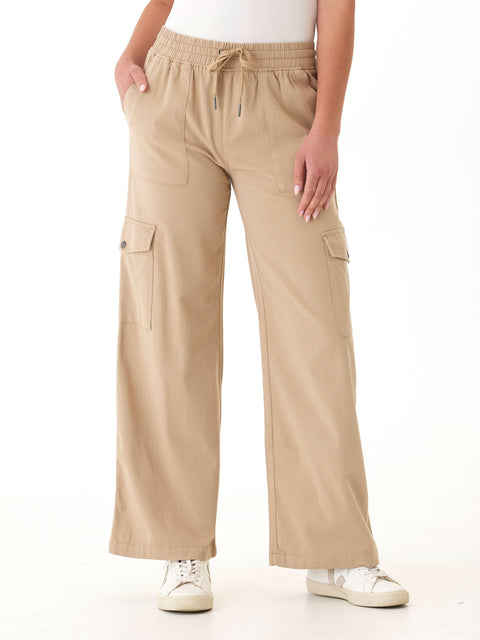 Eila Stretch Twill Wide Leg Cargo Pant