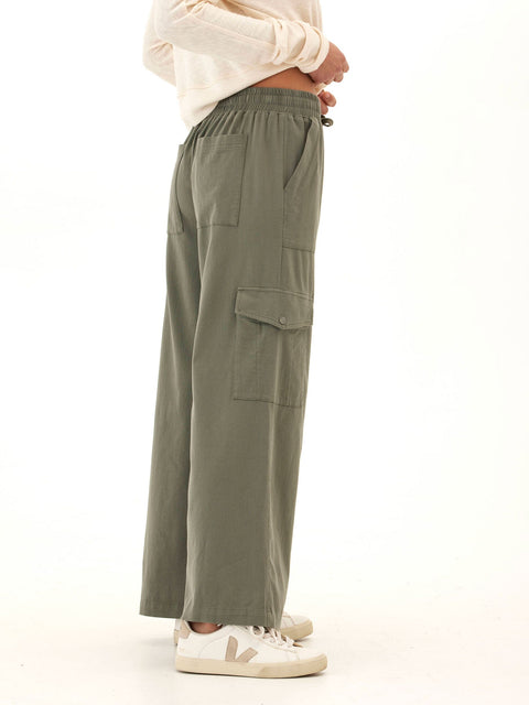 Eila Stretch Twill Wide Leg Cargo Pant