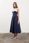 Elastic Straps Front Tie Contrast Midi Dress-Dress-Moon River-XS-NAVY-Urbanheer