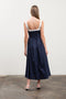 Elastic Straps Front Tie Contrast Midi Dress-Dress-Moon River-XS-NAVY-Urbanheer