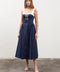 Elastic Straps Front Tie Contrast Midi Dress-Dress-Moon River-XS-NAVY-Urbanheer
