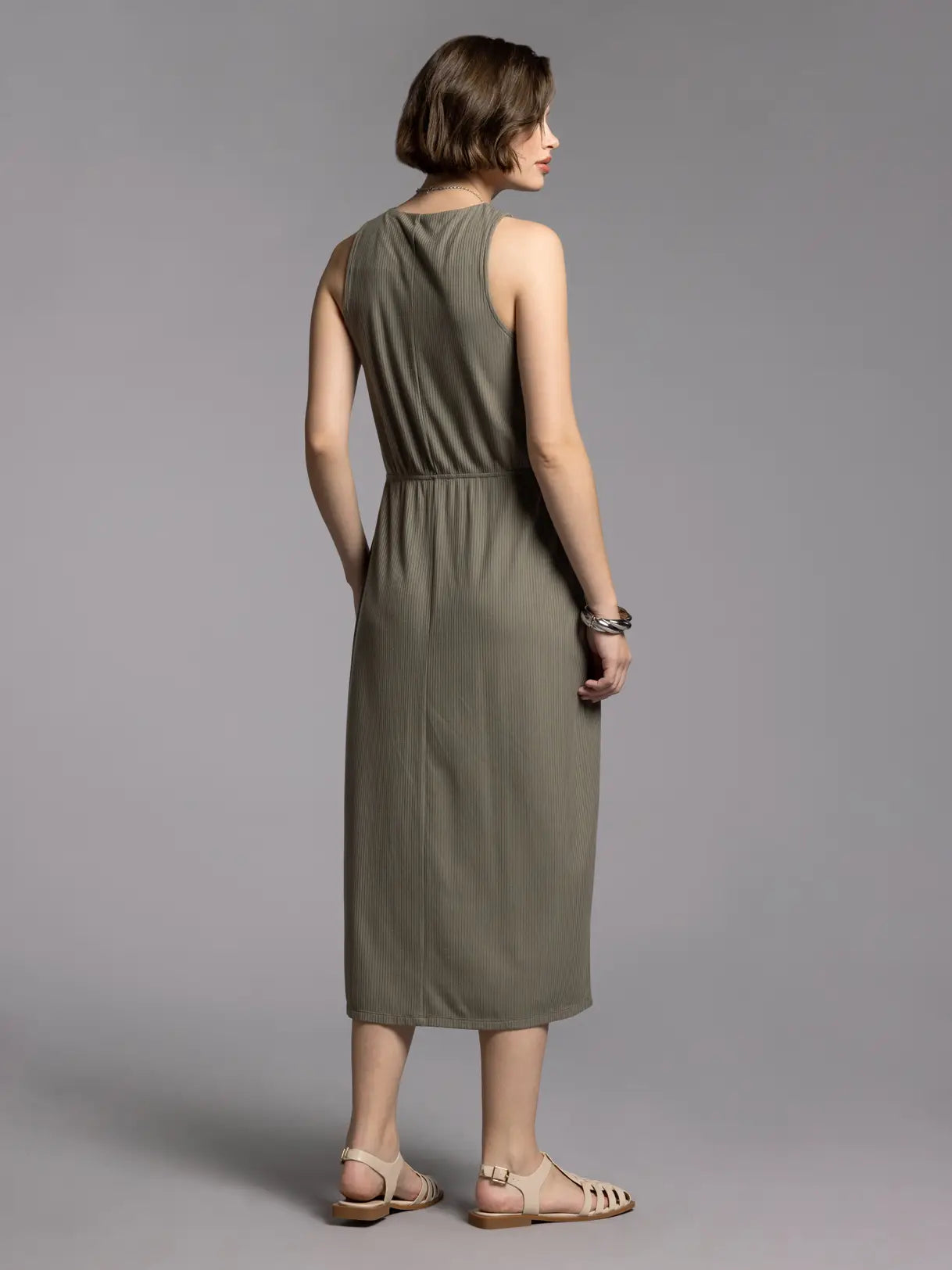 Elastic Waist Sleeveless Dress