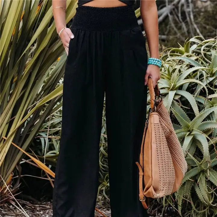 Elastic Waist Solid Color Casual Pants-Pants-OceanusSwim-S-SKIN TONE-Urbanheer