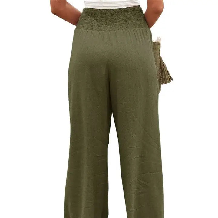 Elastic Waist Solid Color Casual Pants-Pants-OceanusSwim-S-SKIN TONE-Urbanheer