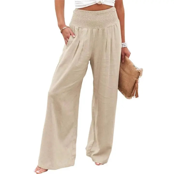 Elastic Waist Solid Color Casual Pants-Pants-OceanusSwim-S-SKIN TONE-Urbanheer