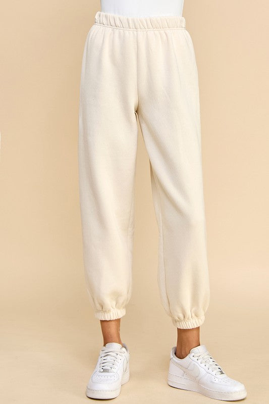 Elastic Waistband Jogger Sweatpants-Sweatpants-TCEC-S-CREAM-Urbanheer