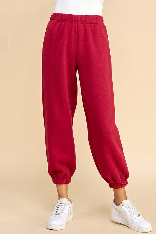 Elastic Waistband Jogger Sweatpants-Sweatpants-TCEC-S-CRIMSON-Urbanheer