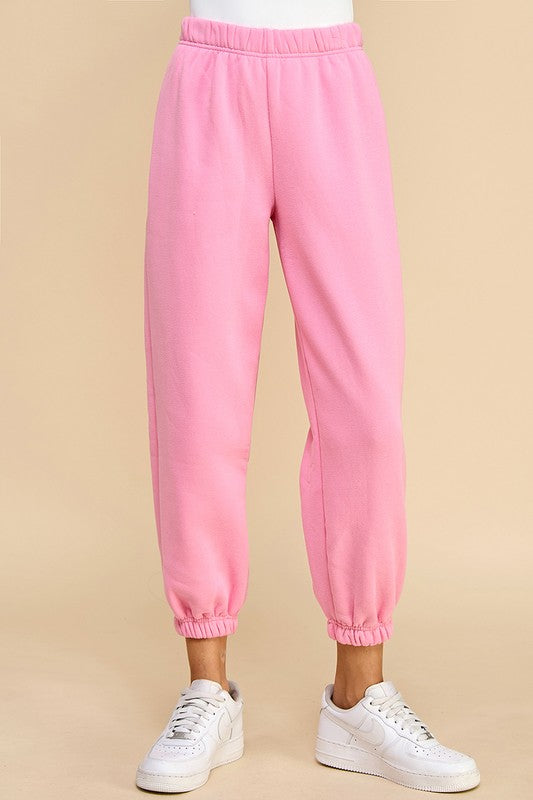 Elastic Waistband Jogger Sweatpants-Sweatpants-TCEC-S-HOT PINK-Urbanheer