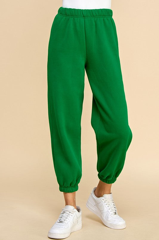Elastic Waistband Jogger Sweatpants-Sweatpants-TCEC-S-KELLY GREEN-Urbanheer