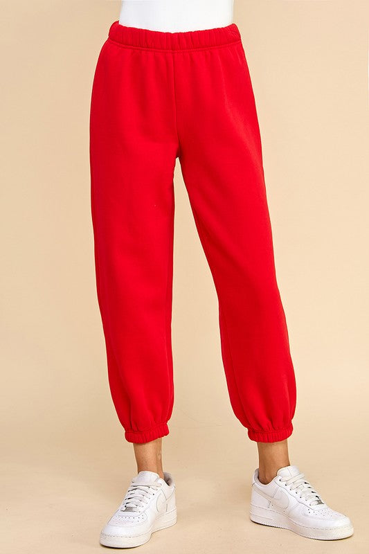 Elastic Waistband Jogger Sweatpants-Sweatpants-TCEC-S-Red-Urbanheer