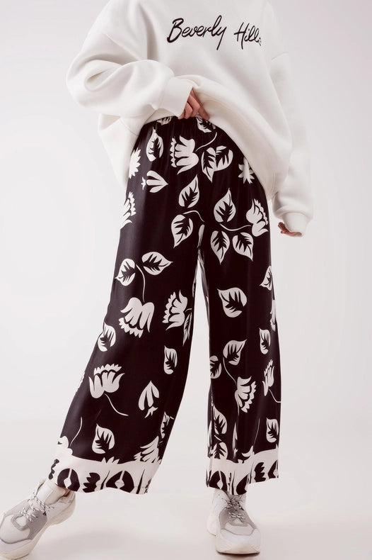 Elasticated Super Wide Leg Pants In Black-Pants-Q2-S-Black-Urbanheer