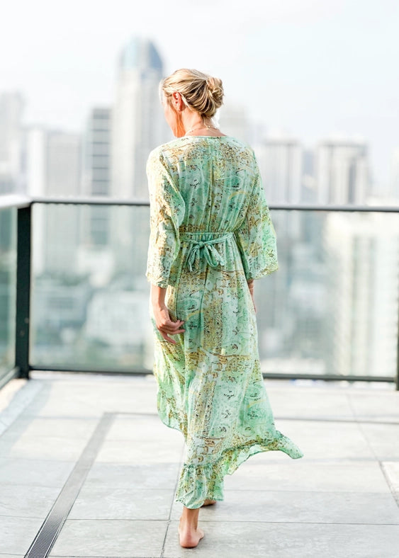 Elba Silk Dress ☆ Pistachio Gold-Dress-Sun + Soul-One Size-Pistachio-Urbanheer