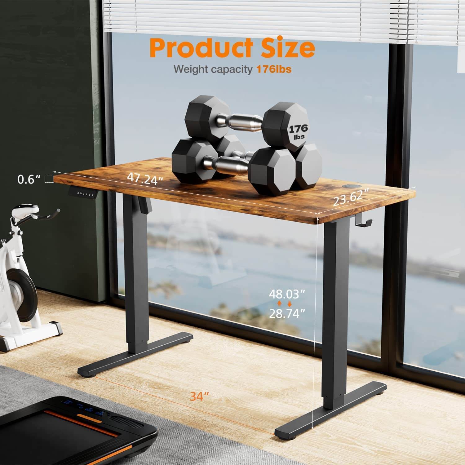 Electric Height Adjustable Standing Desk,Sit to Stand Ergonomic Computer Desk,Brown,40'' x 24"-Furniture > Office Furniture > Desks-UH Decors-Urbanheer