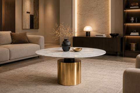 Elegant Marble & Steel Coffee Table