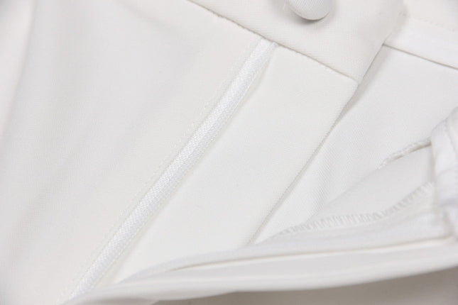 Elegant Ostrich Feather Blazer & Pants Set White-Set-Productseeker-Urbanheer