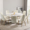 Elegant Round Dining Table Set with Stone Top and Upholstered Chairs