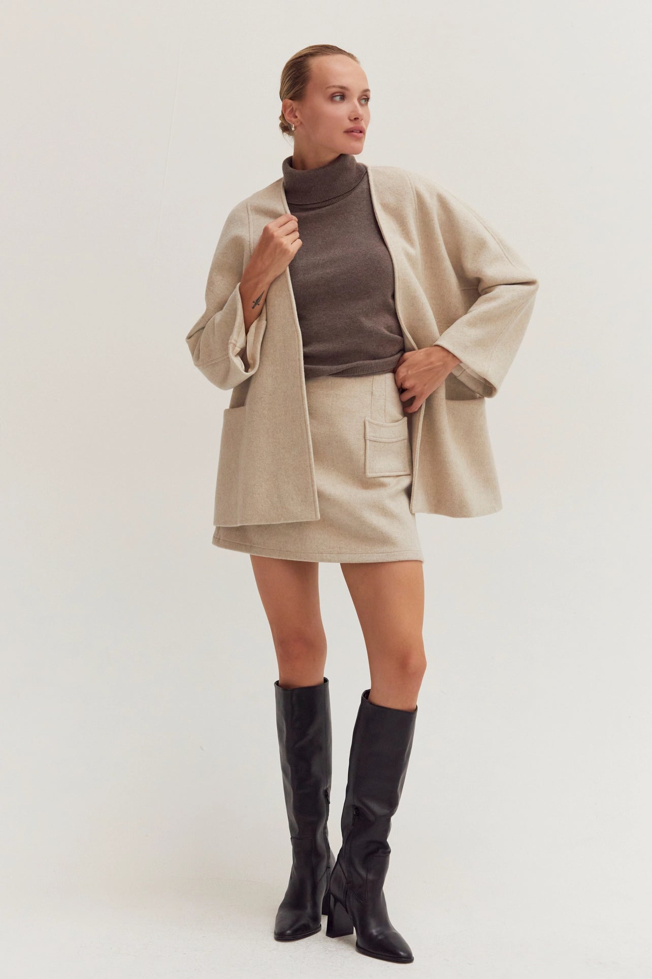 Elena Turtleneck Cashmere-Blend Top