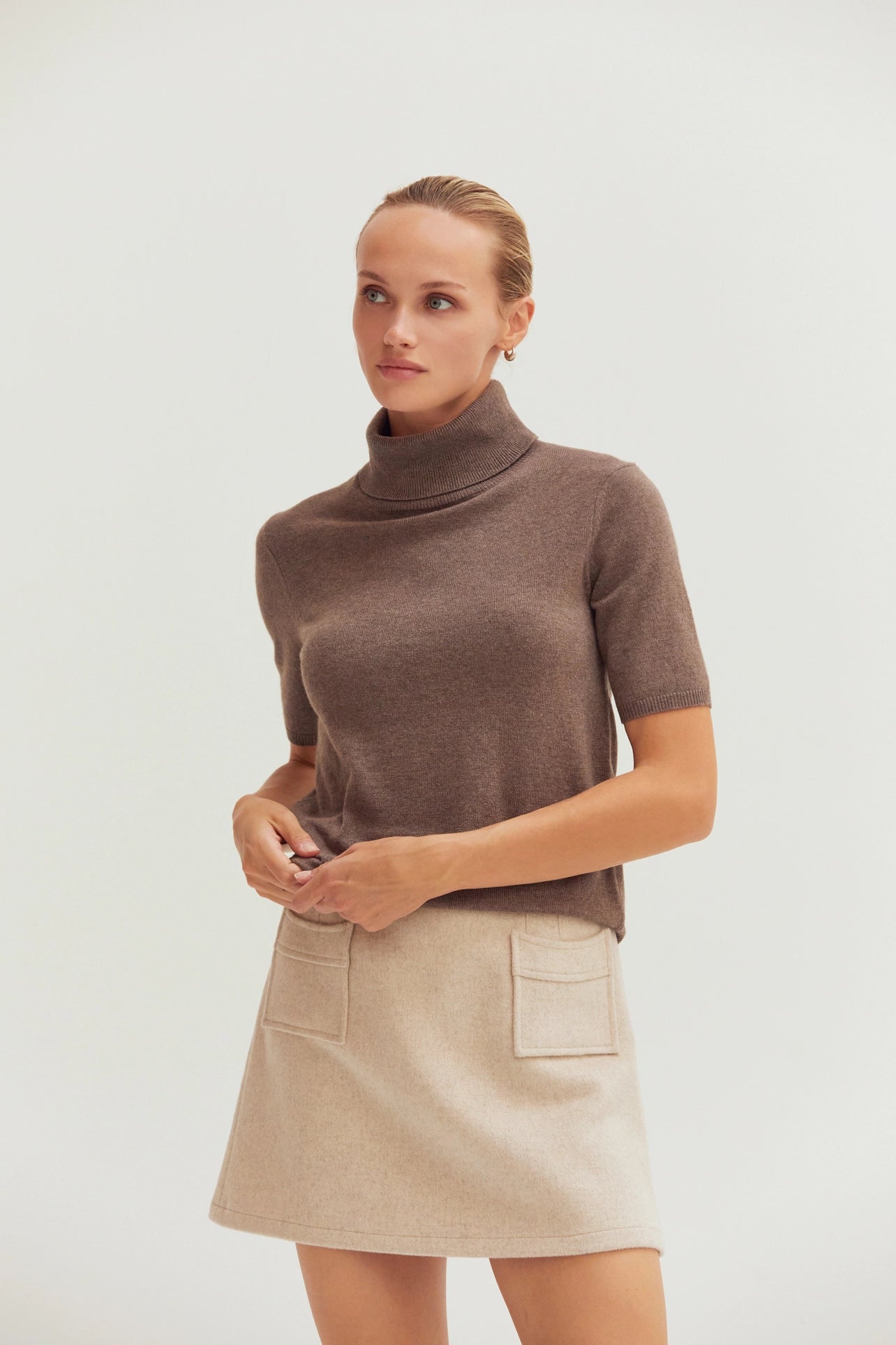 Elena Turtleneck Cashmere-Blend Top