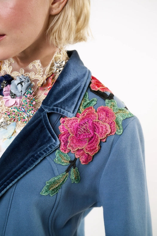 Elise Embellished Blazer-Blazer-Aratta-S-Vintage Blue-Urbanheer