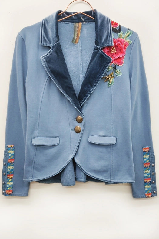Elise Embellished Blazer-Blazer-Aratta-S-Vintage Blue-Urbanheer