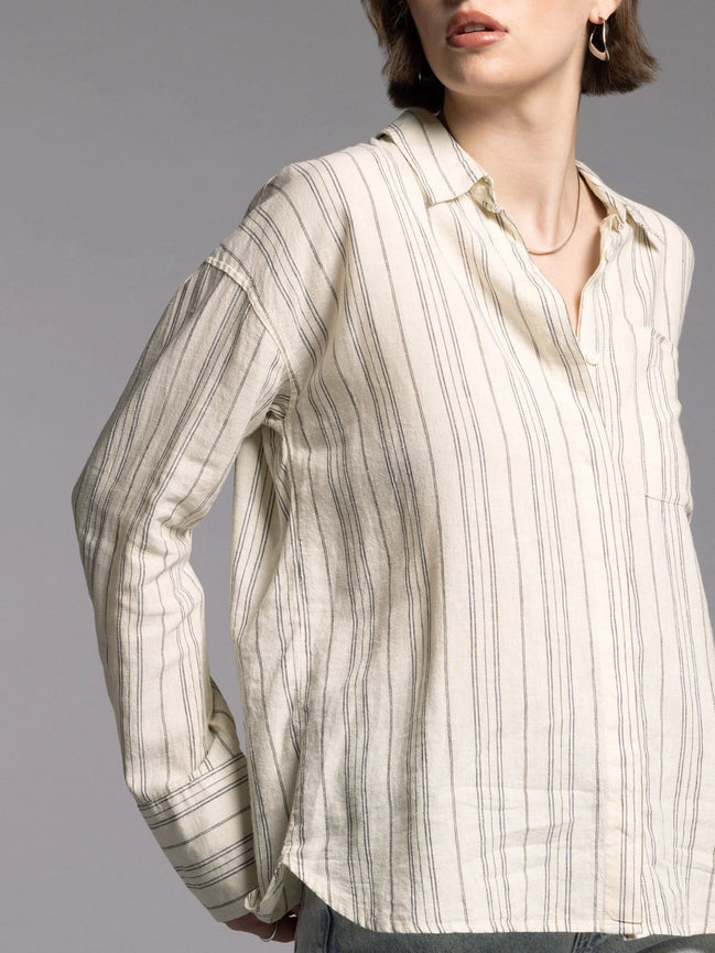 Elise Shirt ICE IVORY PINSTRIPE-Shirt-Weekend Los Angeles-XS-IVORY PINSTRIPE-Urbanheer