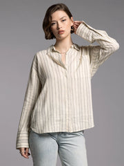 Elise Shirt ICE IVORY PINSTRIPE-Shirt-Weekend Los Angeles-XS-IVORY PINSTRIPE-Urbanheer