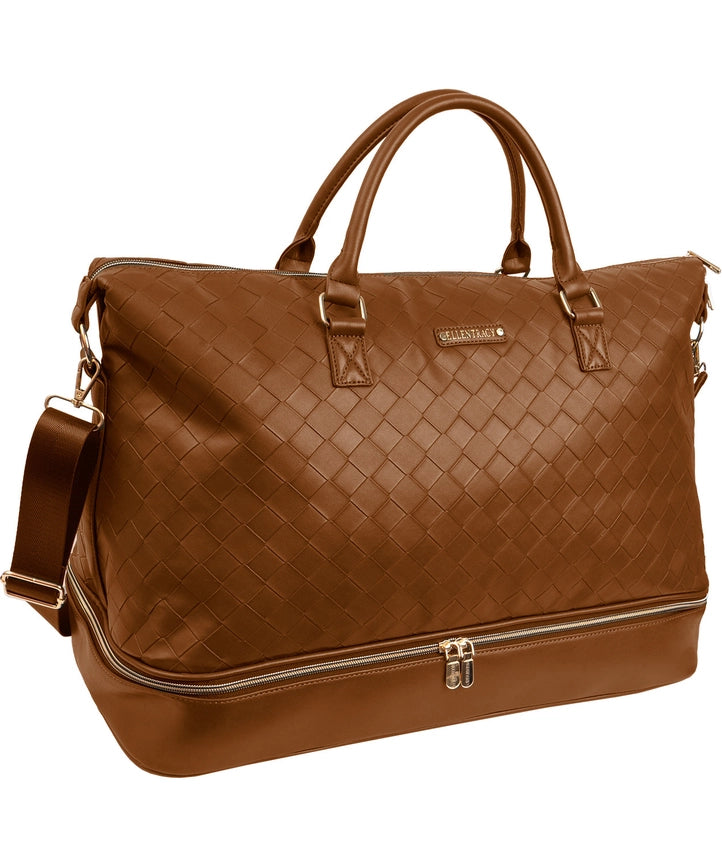 Ellen Tracy 20 Inch Woven Drop Bottom Duffel COGNAC-Duffel-Magid-006-COGNAC-Urbanheer