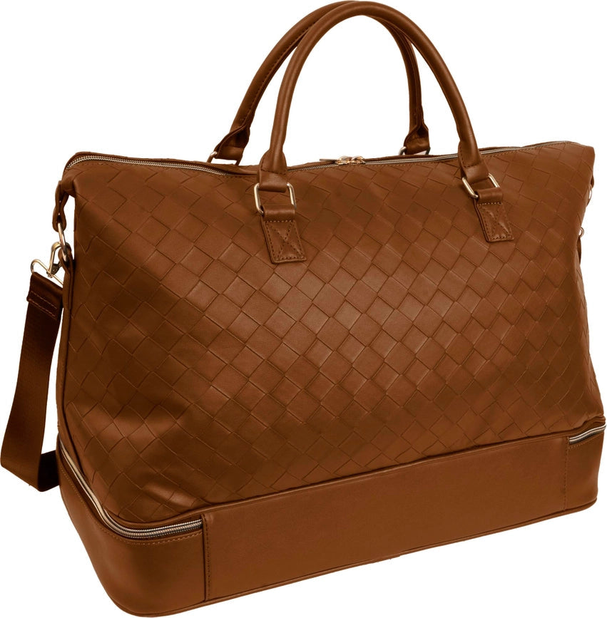 Ellen Tracy 20 Inch Woven Drop Bottom Duffel COGNAC-Duffel-Magid-006-COGNAC-Urbanheer