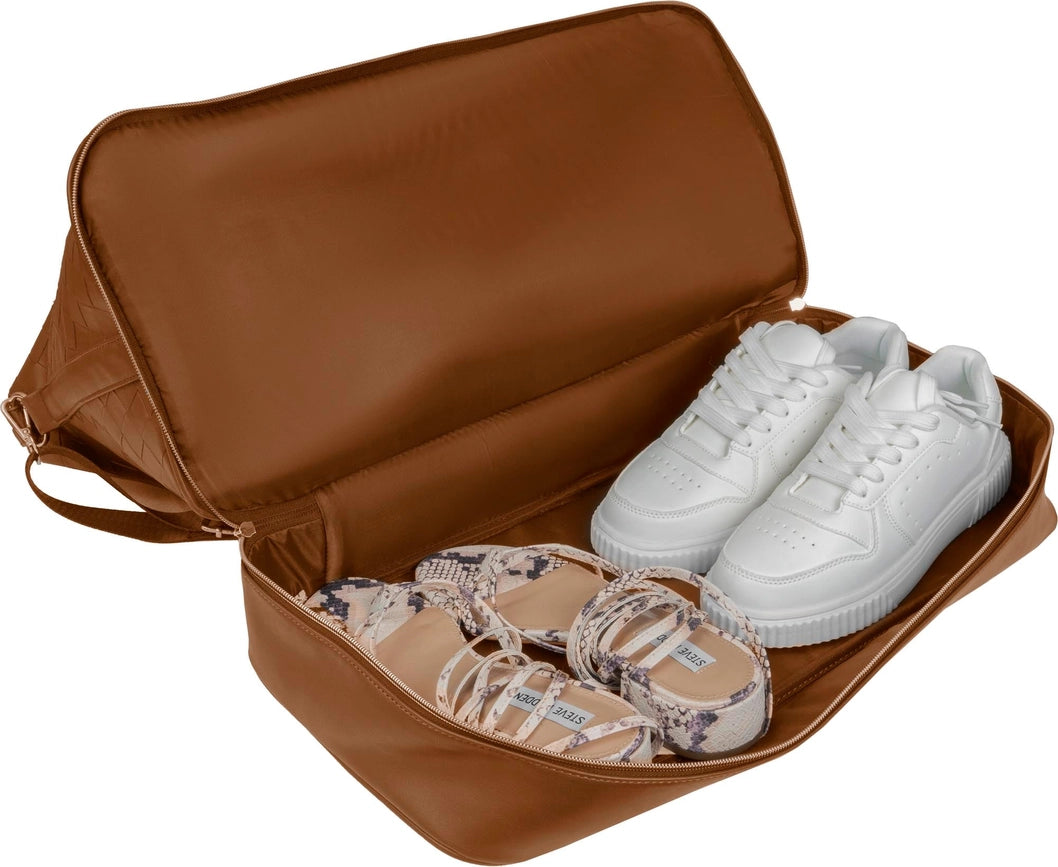 Ellen Tracy 20 Inch Woven Drop Bottom Duffel COGNAC-Duffel-Magid-006-COGNAC-Urbanheer