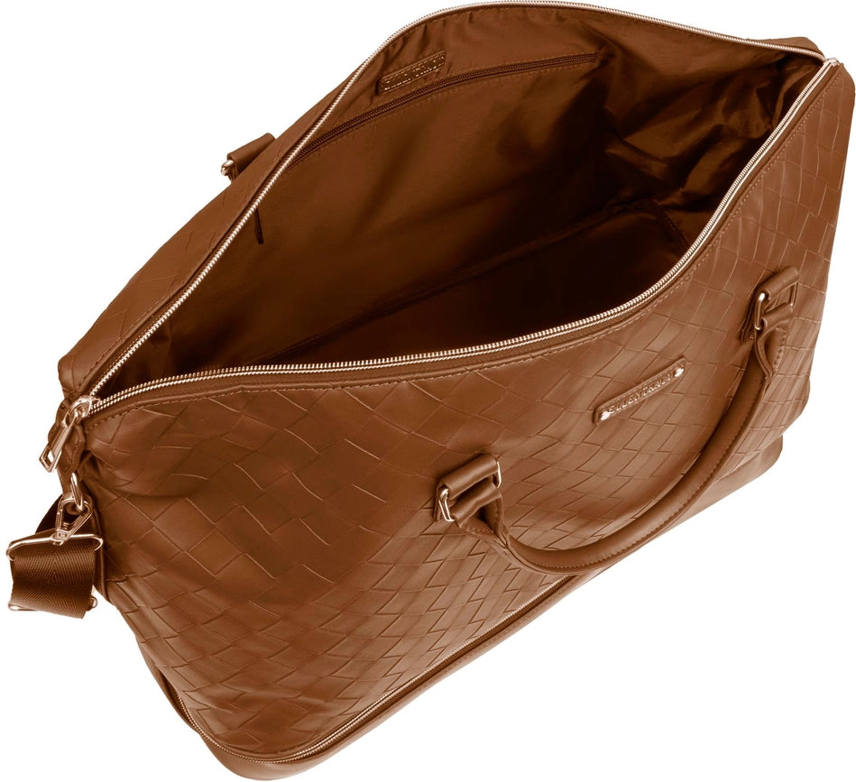 Ellen Tracy 20 Inch Woven Drop Bottom Duffel COGNAC-Duffel-Magid-006-COGNAC-Urbanheer