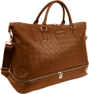 Ellen Tracy 20 Inch Woven Drop Bottom Duffel COGNAC-Duffel-Magid-006-COGNAC-Urbanheer