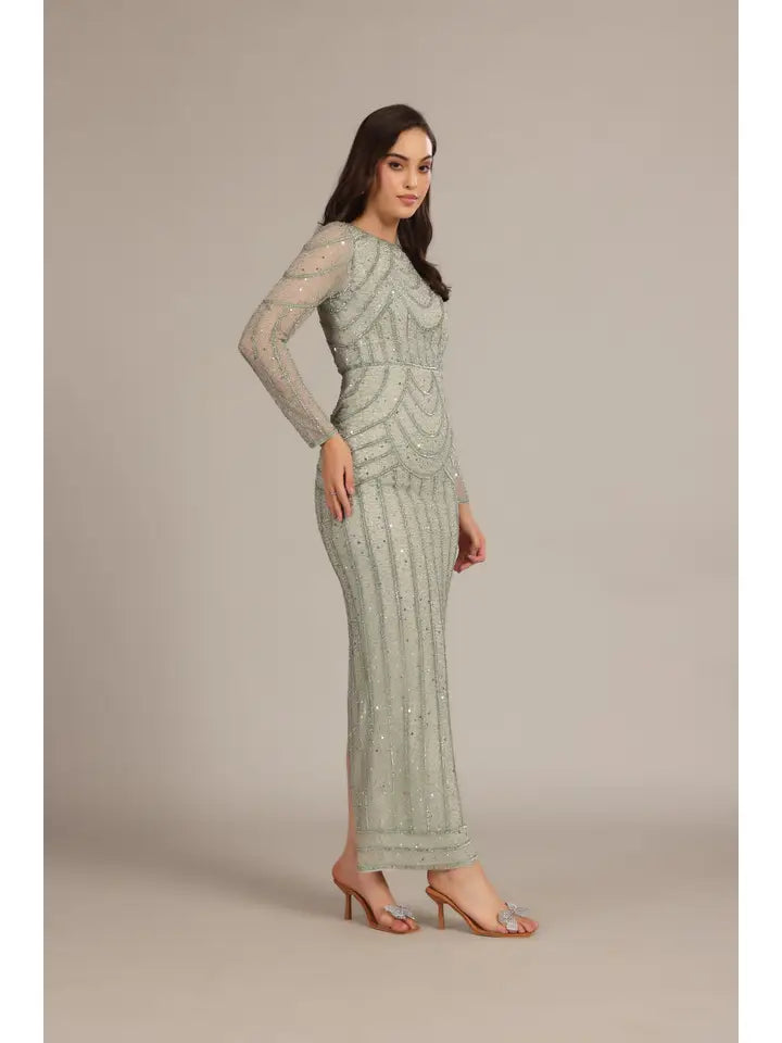 Ellis Maxi Dress in Sage Green-Dress-Lace & Beads-UK6-Sage Green-Urbanheer