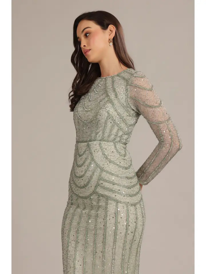 Ellis Maxi Dress in Sage Green-Dress-Lace & Beads-UK6-Sage Green-Urbanheer