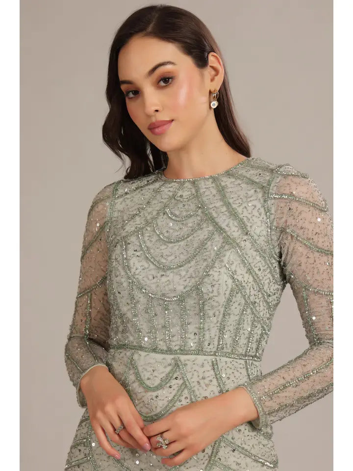 Ellis Maxi Dress in Sage Green-Dress-Lace & Beads-UK6-Sage Green-Urbanheer