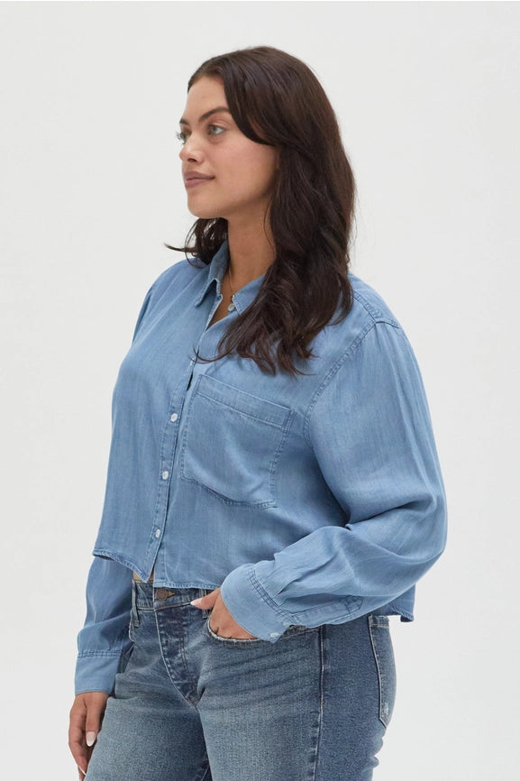 Ellison Button-Up Denim Shirt Medium Blue-Shirts-Oliver Logan-XS-Medium Blue-Urbanheer