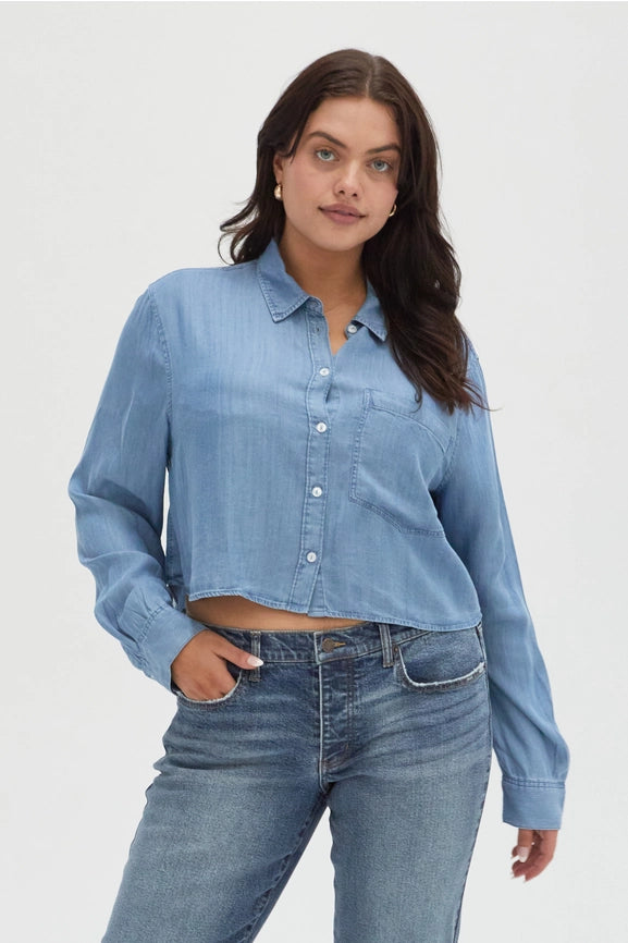 Ellison Button-Up Denim Shirt Medium Blue-Shirts-Oliver Logan-XS-Medium Blue-Urbanheer