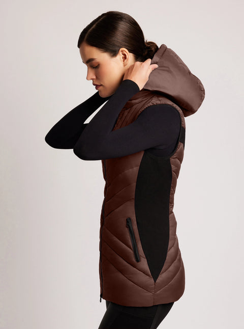Elongated Puffer Vest - Chocolate