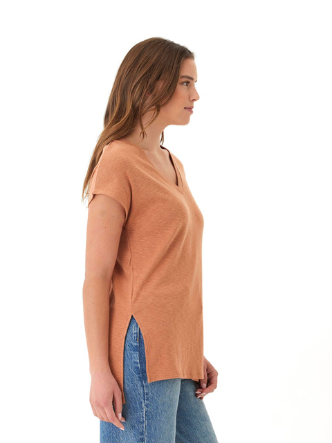 Elsie Textured Slub Jersey Vneck Tee